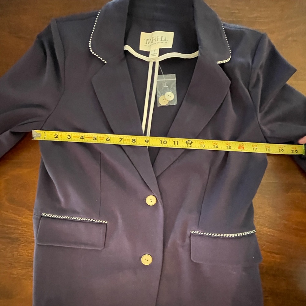 TWRHLL by Christie Brinkley Navy Knit Blazer Size Small NWT Rope Trim Nautical - Picture 10 of 13
